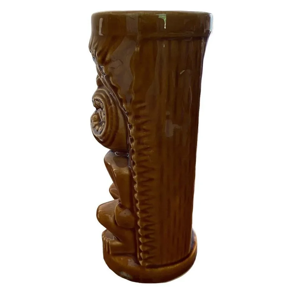 Vintage Orchids Of Hawaii Brown Tiki Mug